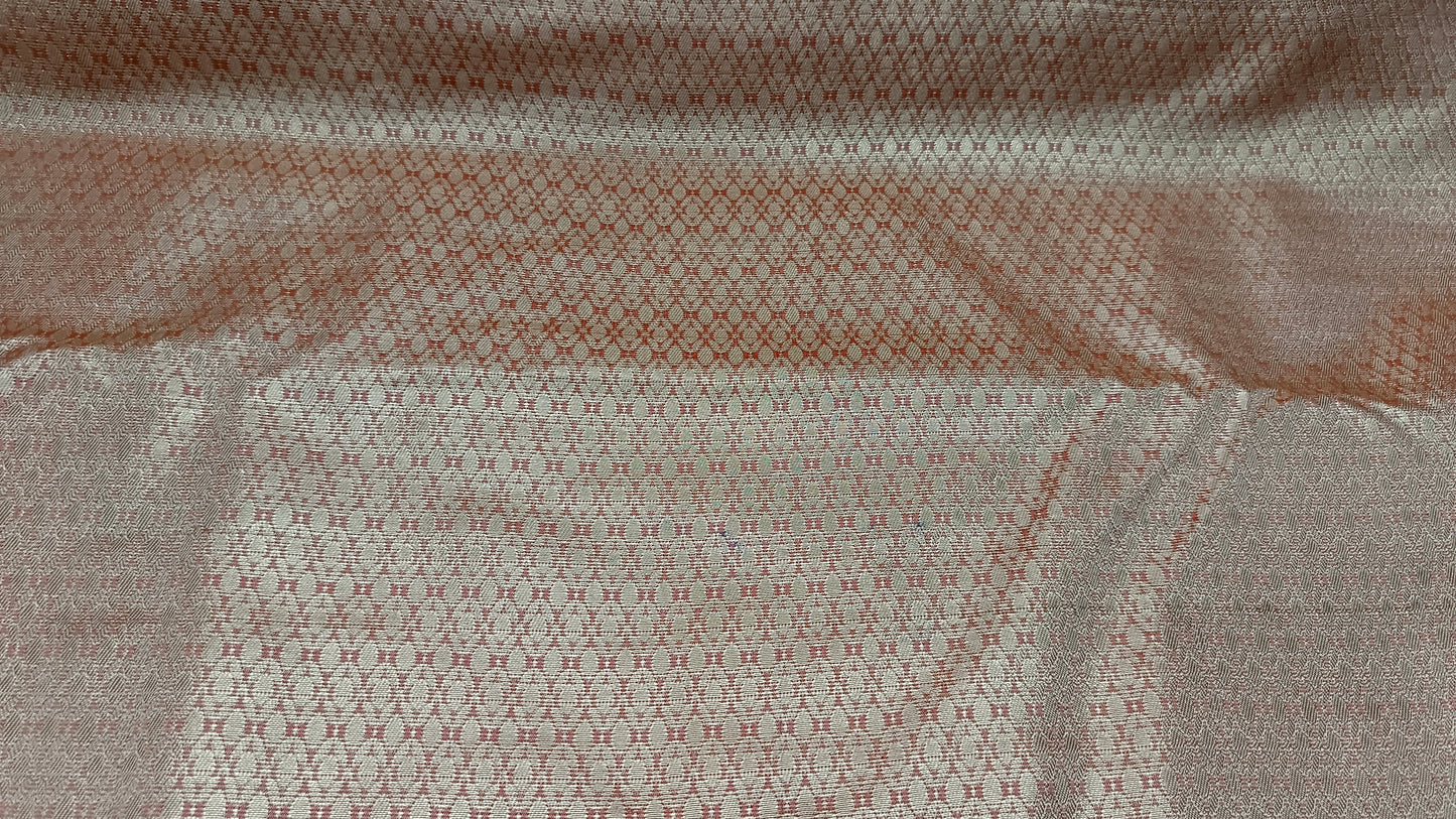 Maroon with pastel peach Parijatham Vegan premium kanchi brocade silk saree LA25929