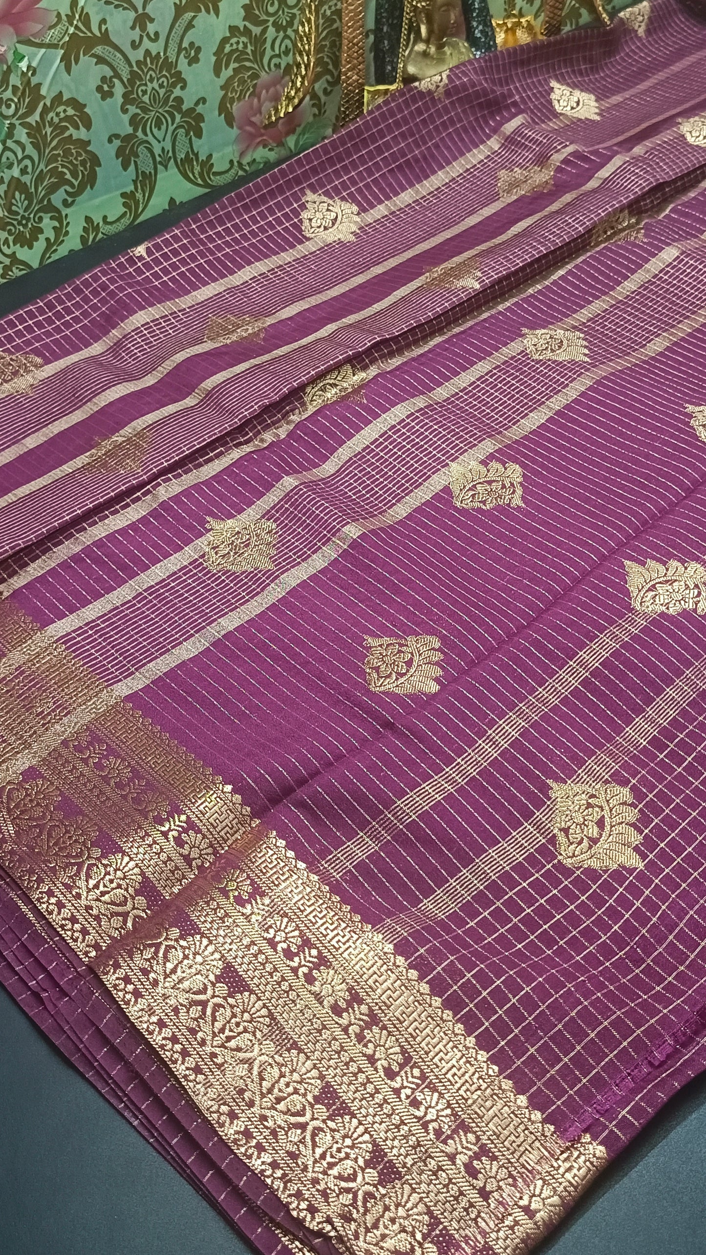 Dark purple Jaalika Vegan Viscose Georgette Saree MA25225