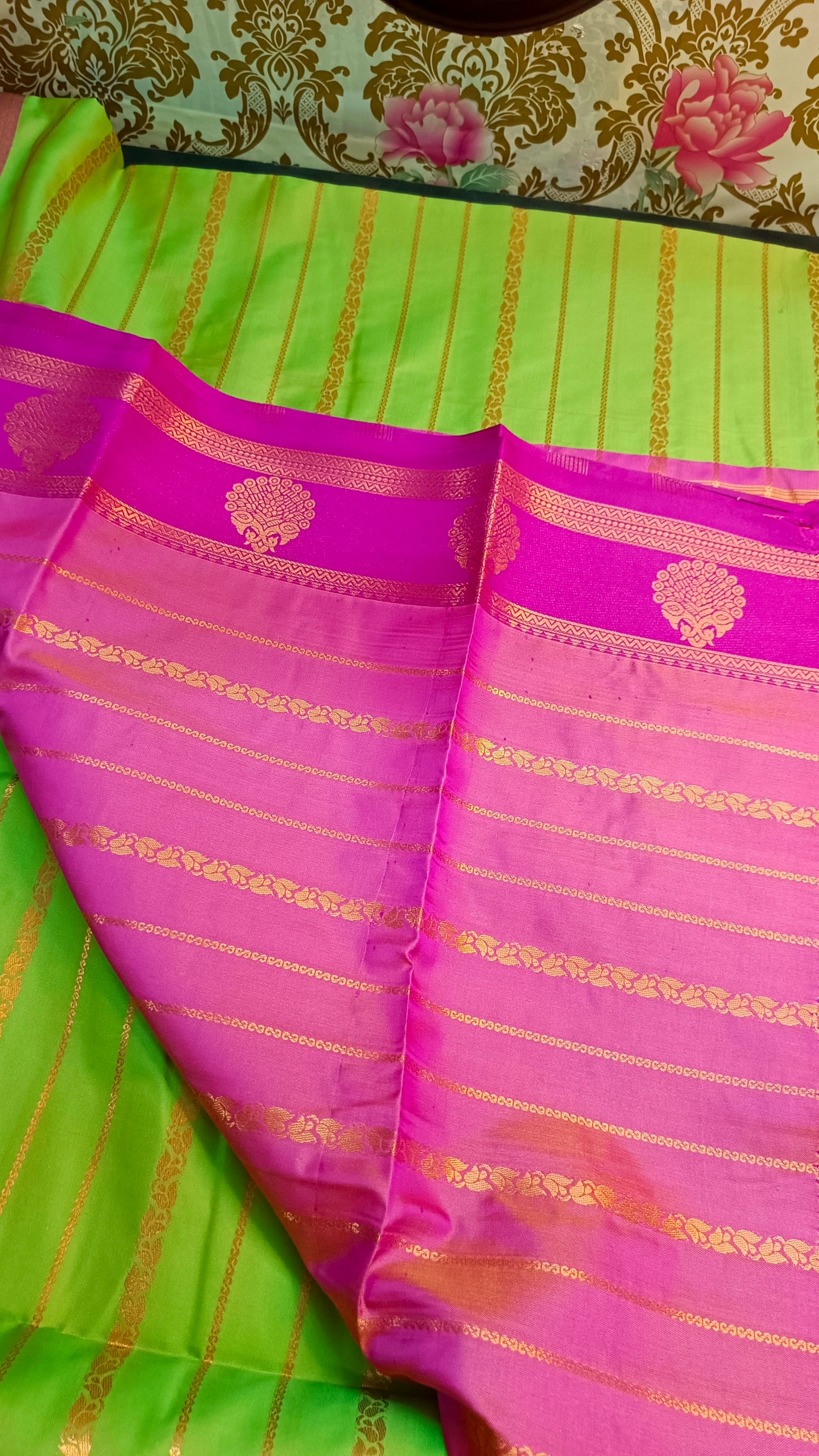 Green Majenta  Veldhari Vegan mysore silk saree MA25086