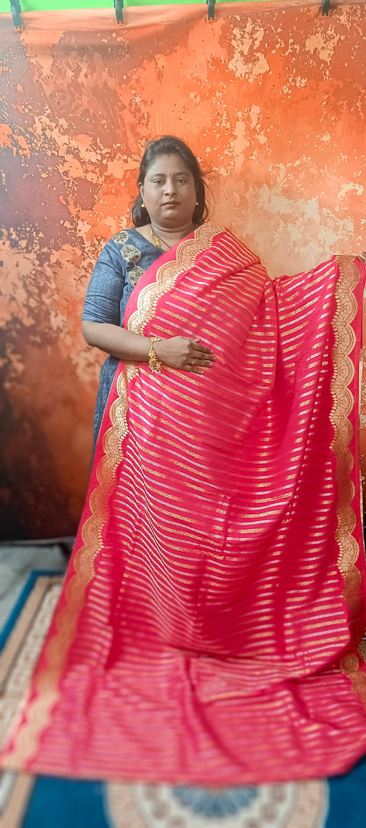 Pink Kanakavalli Premium vegan kaddi georgette saree MA25236