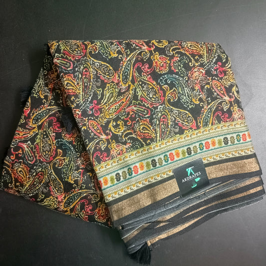 Black sugandha vegan digital malai cotton saree SA25572