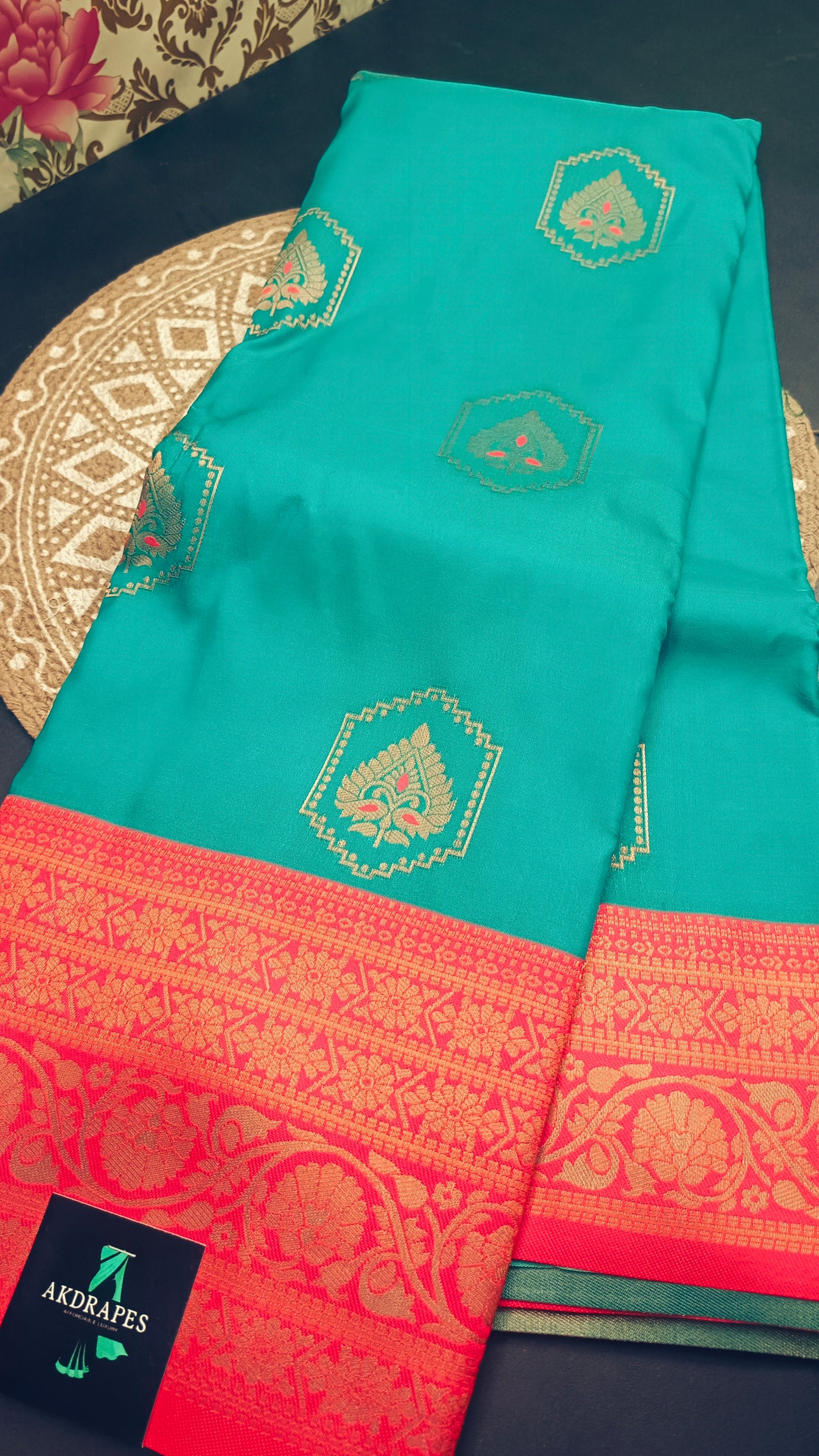 Sea green hot pink Anantha vastra Vegan Kanchi soft silk saree MA25127
