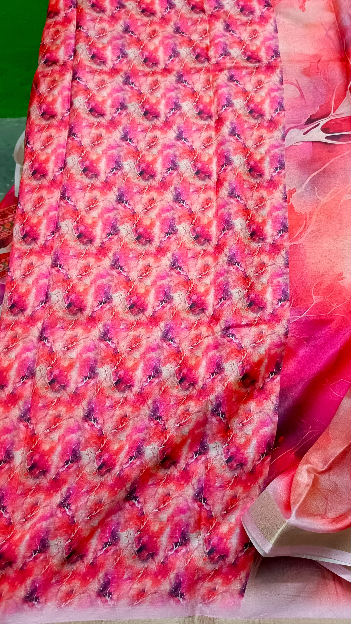 Pink Marble Vegan Chiffon silk saree SA25703