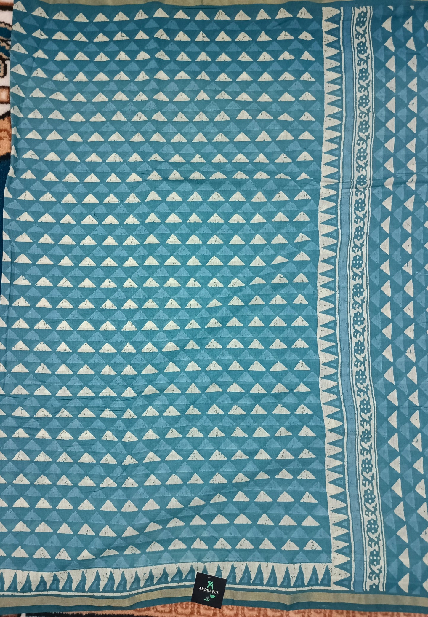 Blue Rapid discharge Vegan chanderi cotton saree HA25454