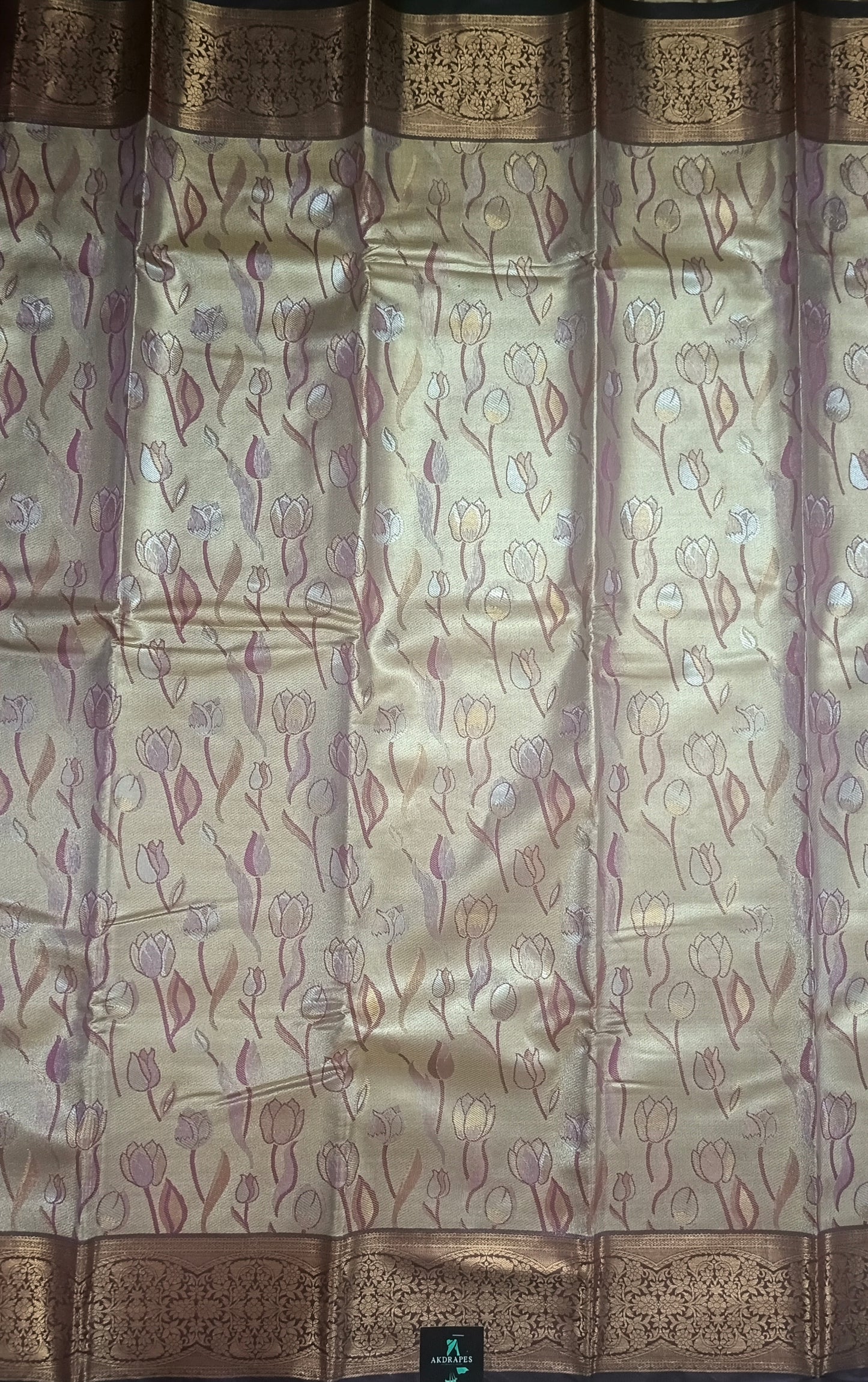 Wine Tulika golden bridal tissue Vegan kanchi saree JA25290