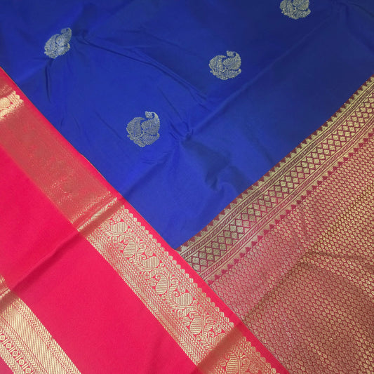 Royal blue Red pastel pink Parampara vegan kanchi silk saree GA26136