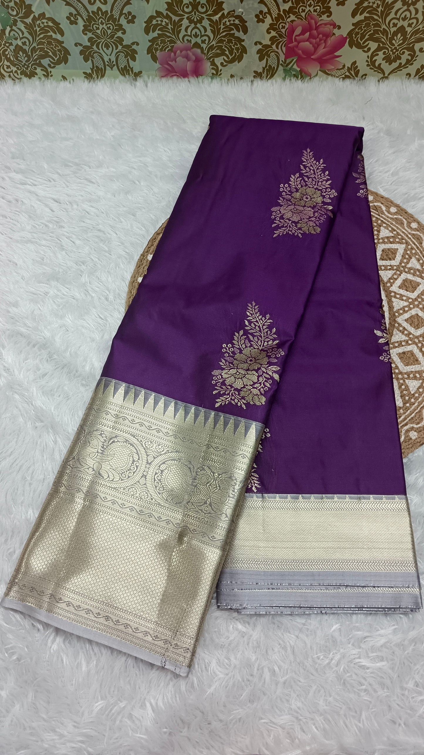 Violet Varnajalam vegan premium kanchi silk saree LA25911