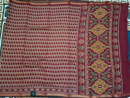 Red Bamboo Gamthi printed vegan chanderi saree HA25494