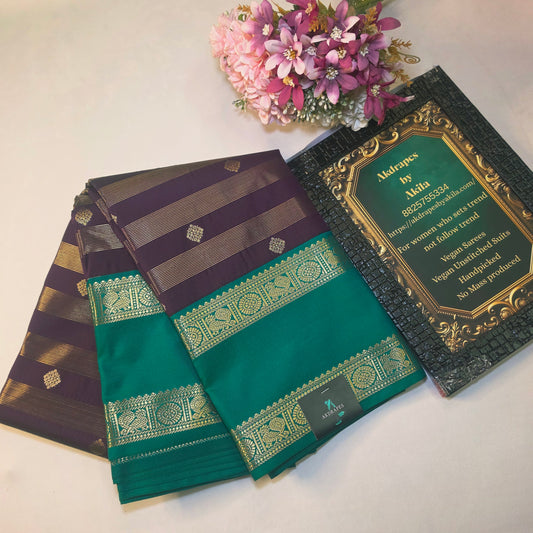 Violet green Parampara vegan kanchi silk saree GA26149