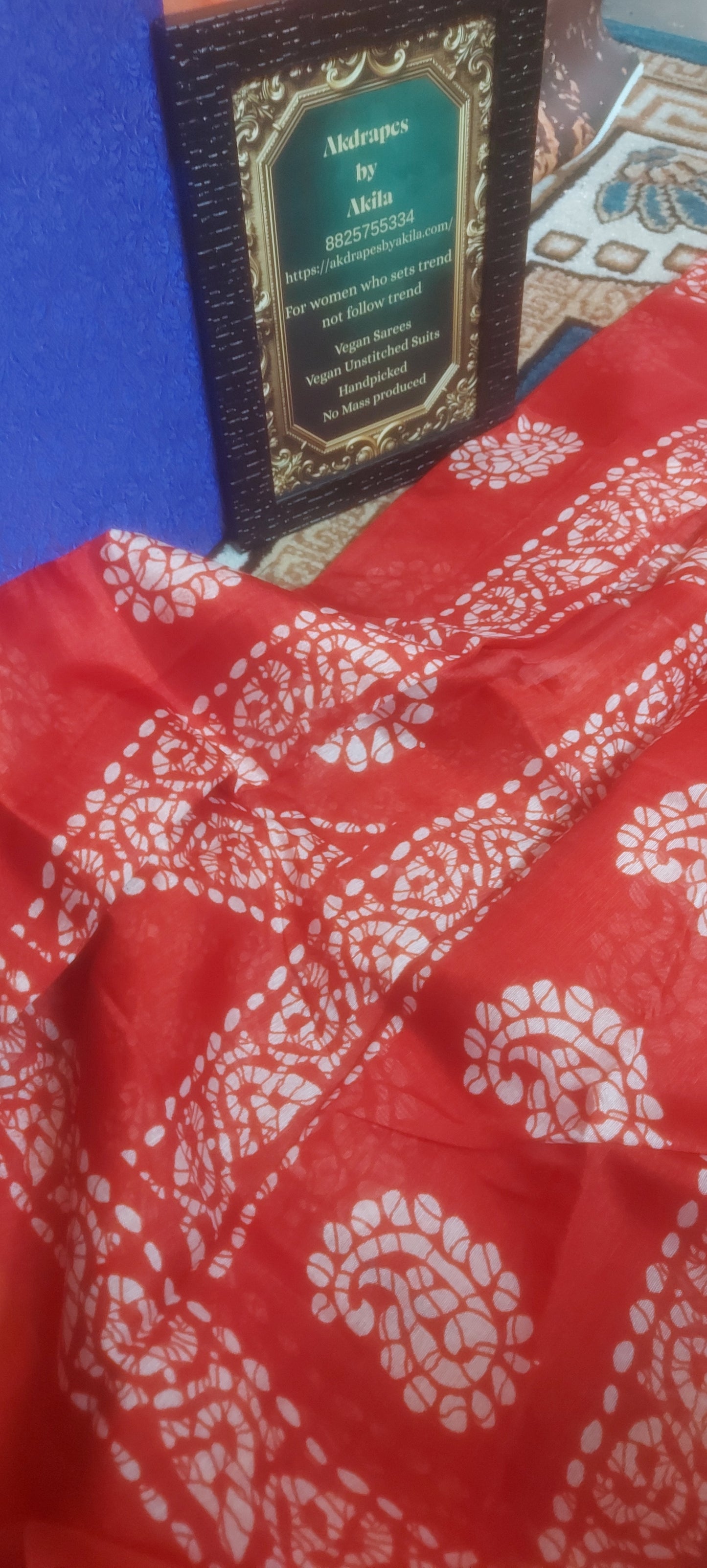 Red Mango Batik linen zari border saree JA26024